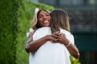 Maria Sharapova and Serena Williams hug each other at the International Tennis Hall of Fame Induction Ceremony 2025 | Image Source: Getty